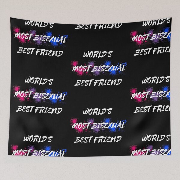 Item preview, World's Most Bisexual Best Friend Bi Flag Color Splash For Your Bi Bestie In Black designed and sold by LuckyKermit.