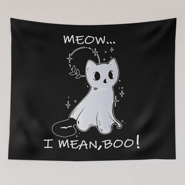Item preview, meow i mean boo white ghost cat, funny cat designed and sold by XXgooddeedXX.