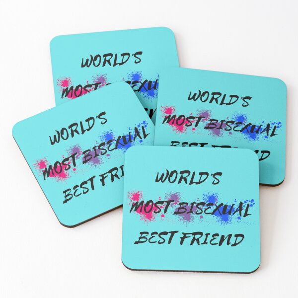 Artikelvorschau, World's Most Bisexual Best Friend Bi Flag Farbklecks für Ihren Bi Bestie in Cyan entworfen und verkauft von LuckyKermit.