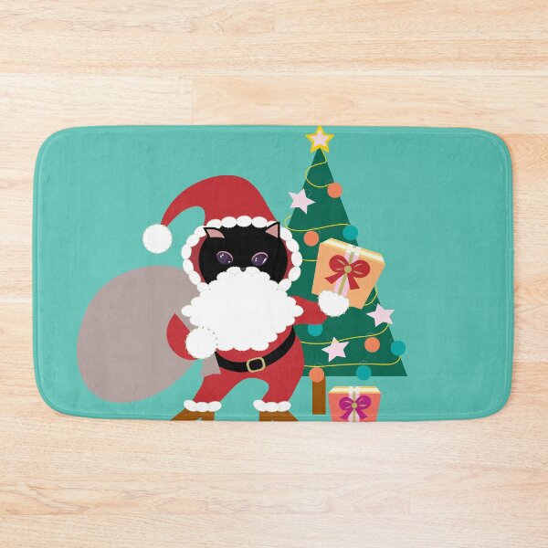 Item preview, Merry Christmas Black Cat Santa and Xmas Tree_bg1 designed and sold by Mimi Huang.