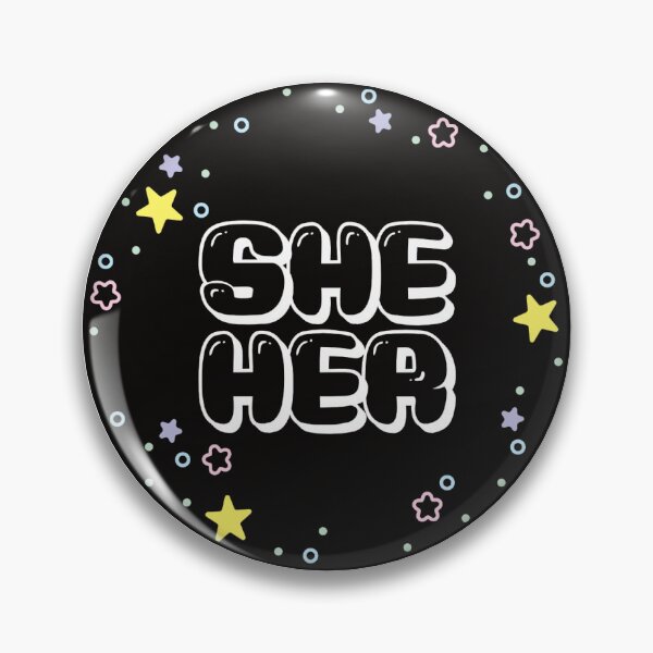 Item preview, Star Confetti She/Her Pronouns in Black designed and sold by MoonMint.
