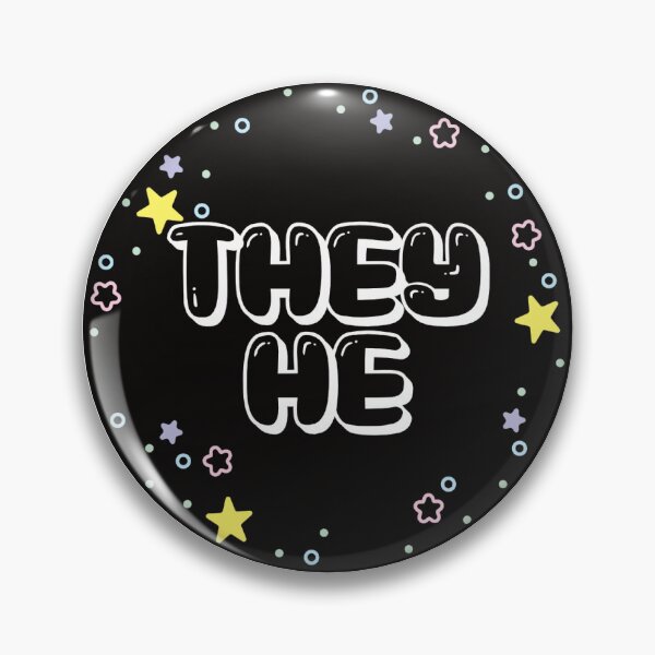 Item preview, Star Confetti They/He Pronouns in Black designed and sold by MoonMint.