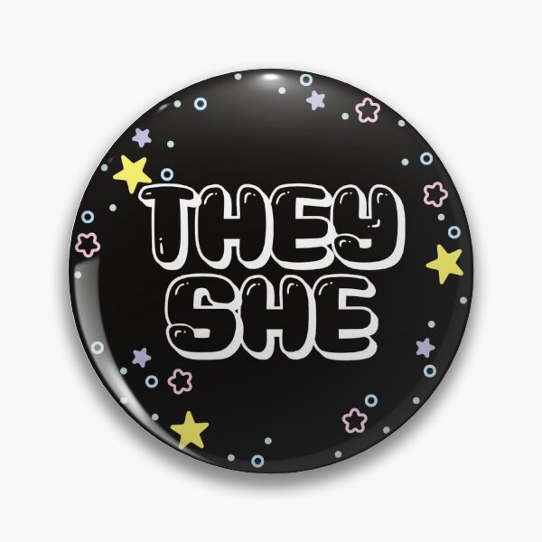 Item preview, Star Confetti They/She Pronouns in Black designed and sold by MoonMint.