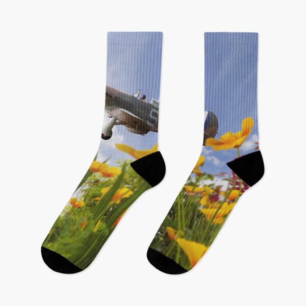 Item preview, Hawker Hurricane flying over poppies in spring designed and sold by simonbratt.