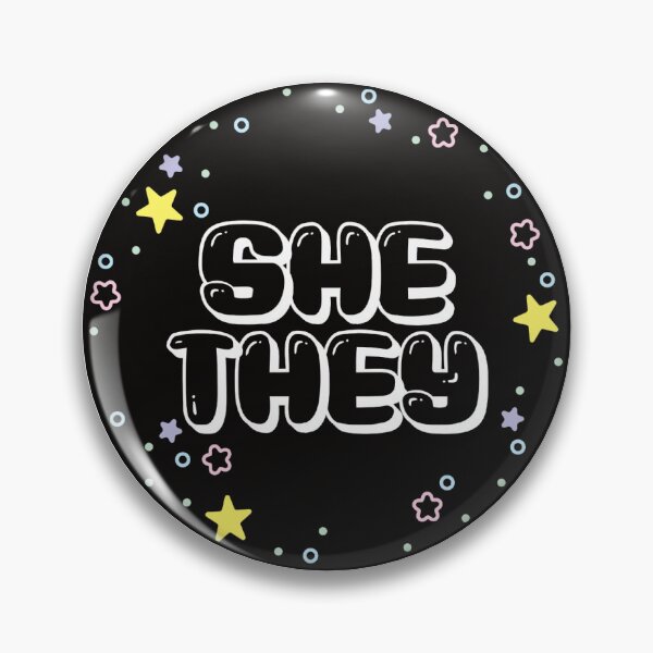 Item preview, Star Confetti She/They Pronouns on Black designed and sold by MoonMint.