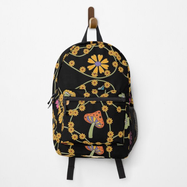 Item preview, Retro Revival 70s Floral Pattern on black designed and sold by Pavnud.