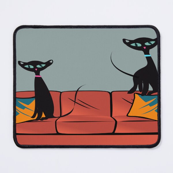 Item preview, Retro Mid Century Black Cats on Grey designed and sold by LisWilliams.