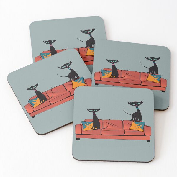 Item preview, Retro Mid Century Black Cats on Grey designed and sold by LisWilliams.