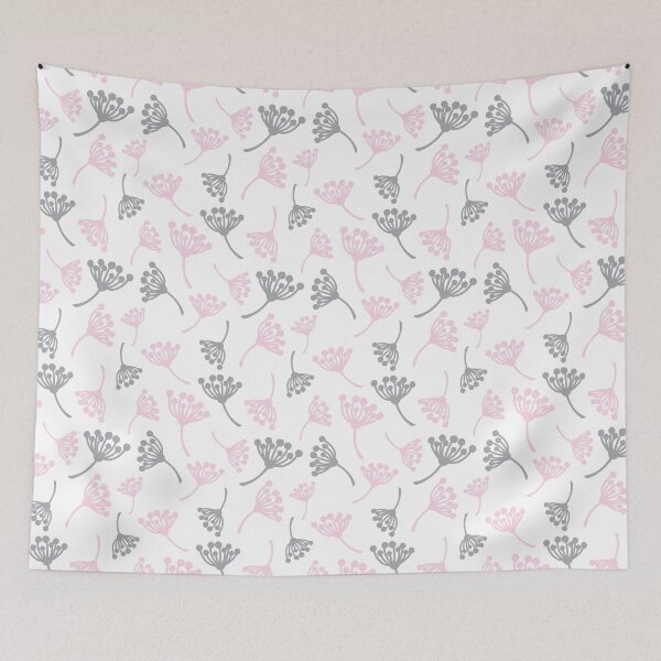 Item preview, Grey and pink dandelion flowers designed and sold by bigmoments.