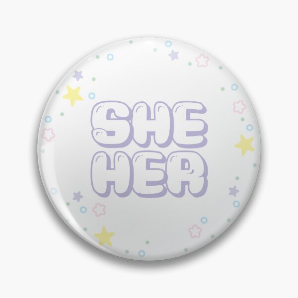 Item preview, Pastel Star Confetti She/Her Pronouns in Lilac  designed and sold by MoonMint.