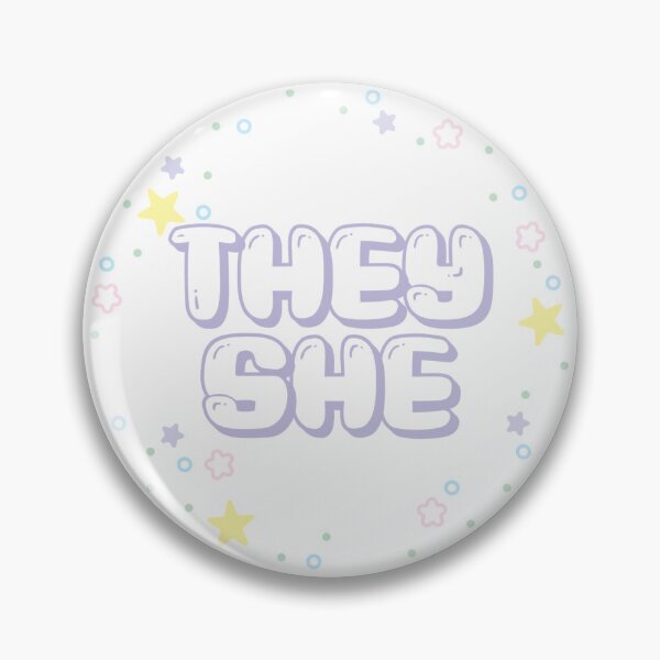 Item preview, Pastel Star Confetti They/She Pronouns in Lilac designed and sold by MoonMint.