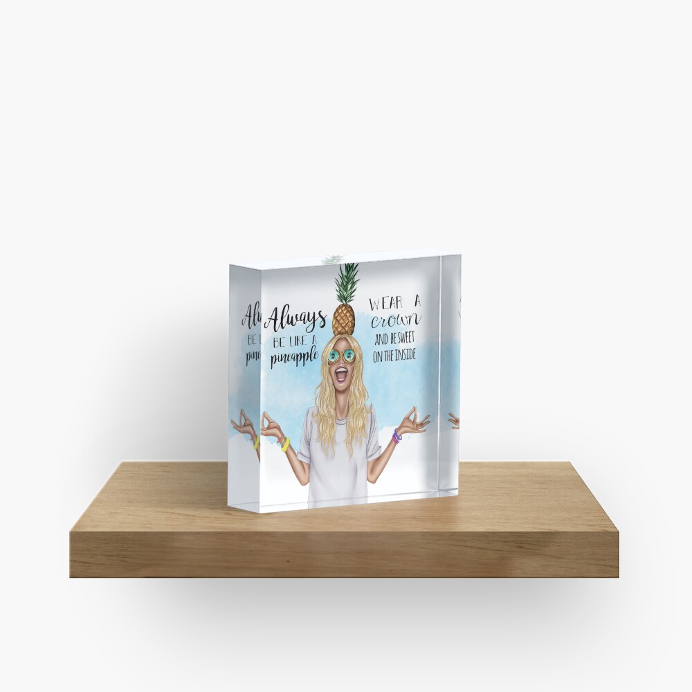 Pineapple Summer Girl! Acrylic Block