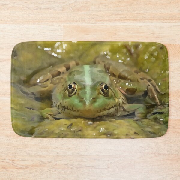 Item preview, Green Frog Camouflaged Against Weathered River Bed designed and sold by taiche.
