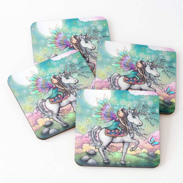 Item preview, Whimsical Fairy with Unicorn Cute Art by Molly Harrison designed and sold by Molly  Harrison.
