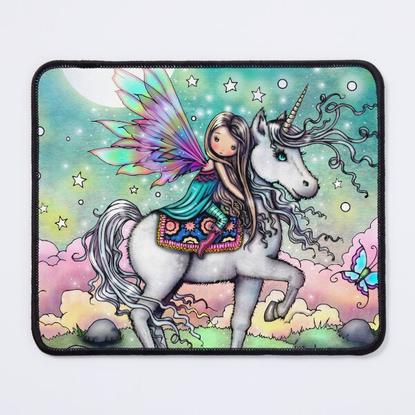 Item preview, Whimsical Fairy with Unicorn Cute Art by Molly Harrison designed and sold by Molly  Harrison.