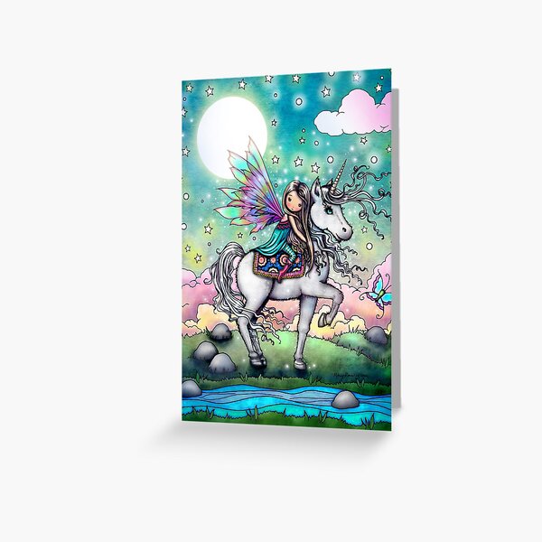 Item preview, Whimsical Fairy with Unicorn Cute Art by Molly Harrison designed and sold by Molly  Harrison.