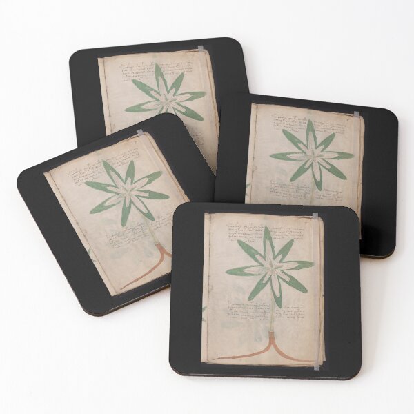 Item preview, Voynich manuscript book cover  Illustrated codex  green leaf and  star flower designed and sold by TeeARTHY.