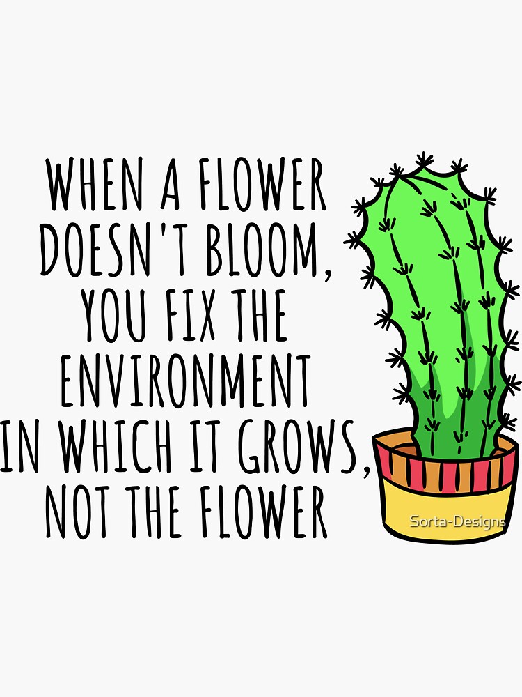 "When a flower doesn't bloom, you fix the environment in which it grows