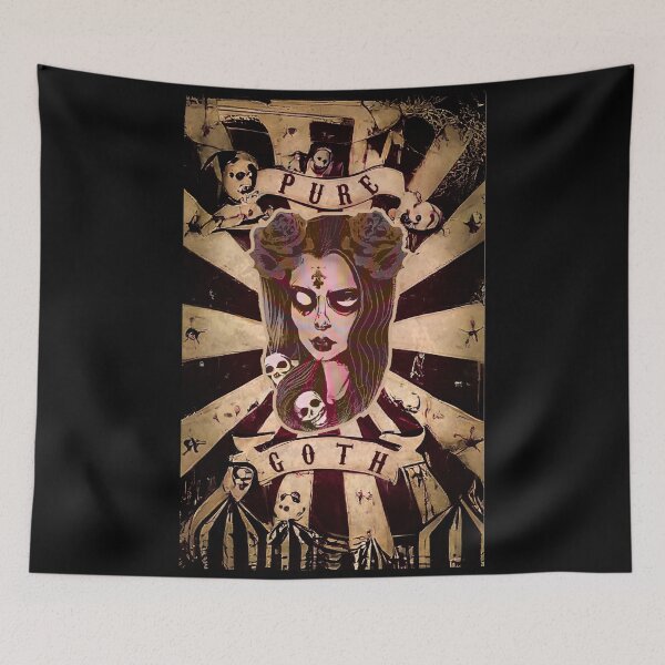 Item preview, Pure Goth Girl with Skulls and roses carnival style. designed and sold by AllLeftSides42.