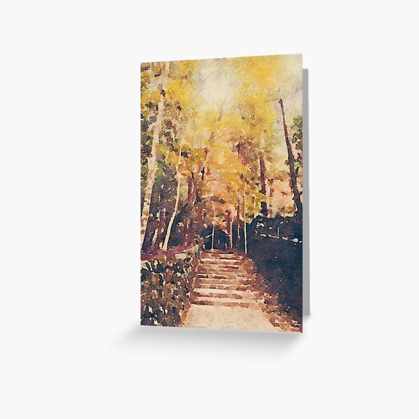 Stone Path Through a Forest in Autumn Greeting Card