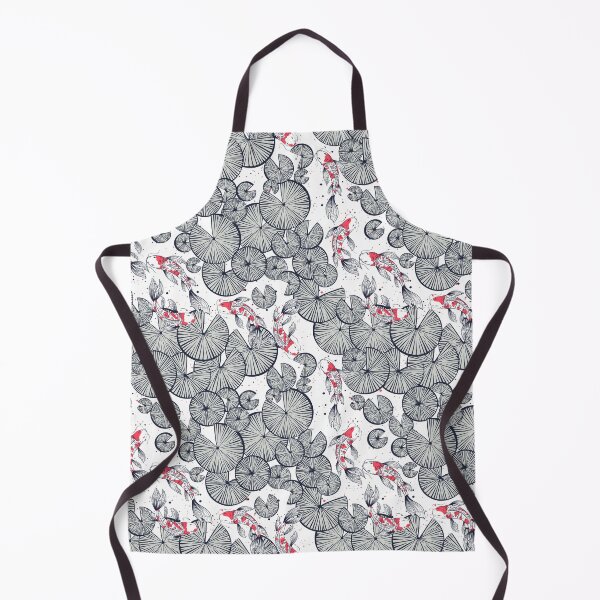 Item preview, Water lilies and Koi fishes - Japanese carps. Grey and navy blue designed and sold by RenattaZare.