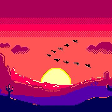 Artwork thumbnail, Desert Sunset Pixelart by Retroperks