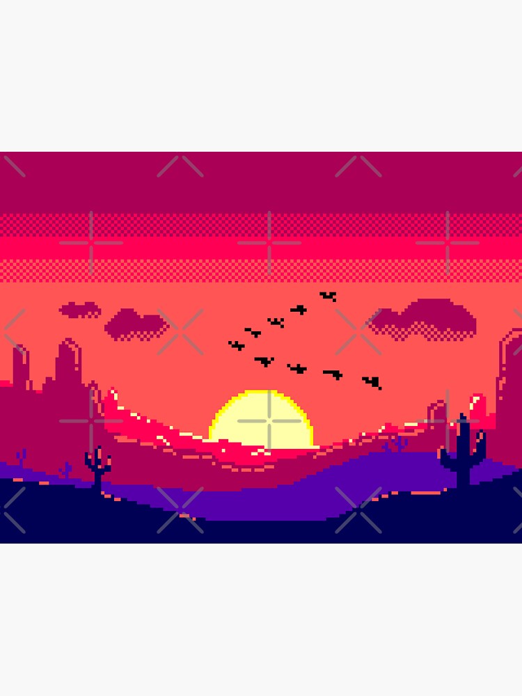 Thumbnail 3 of 3, Sticker, Desert Sunset Pixelart designed and sold by djspacegr.