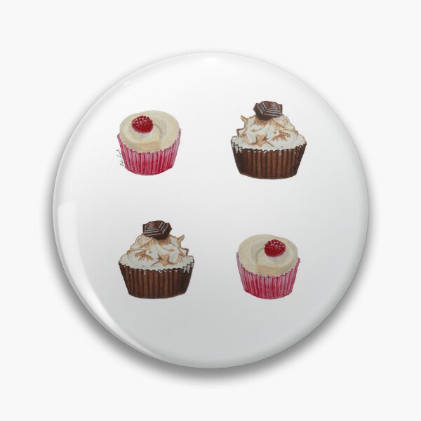 Item preview, Set - Pattern - Watercolor cupcake illustration - chocolate and raspberry designed and sold by Malu-Iriarte.