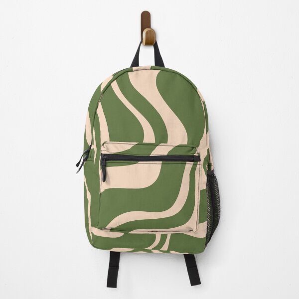 Item preview, Retro Liquid Swirl Abstract Pattern Green and Beige designed and sold by kierkegaard.