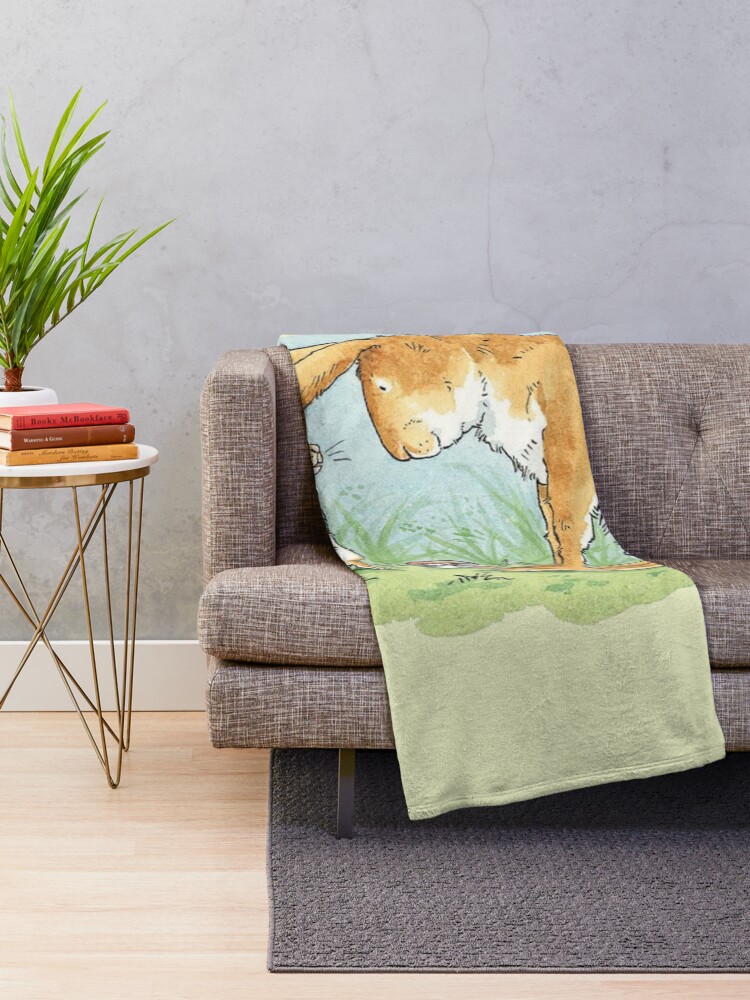 Thumbnail 2 of 6, Throw Blanket, Guess How Much I Love You classic rabbit illustration designed and sold by Ethereal-Enigma.