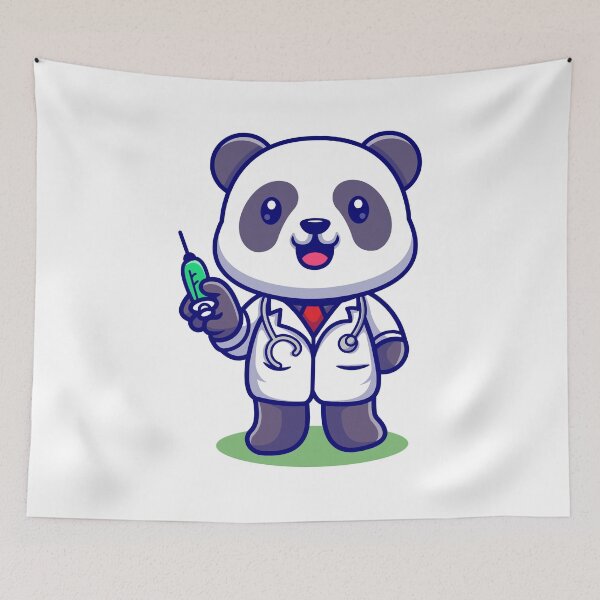 Item preview, Cute panda doctor holding a syringe designed and sold by Tobasiano.