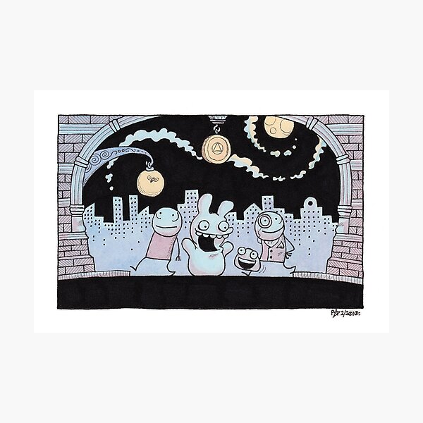 Nighttime City Strollers Photographic Print