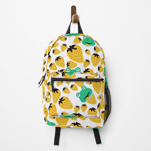 Item preview, Cute Vintage Yellow Strawberry and Green Frog Pattern on the White Background for Girls, Boys, Kids designed and sold by IraNiva.