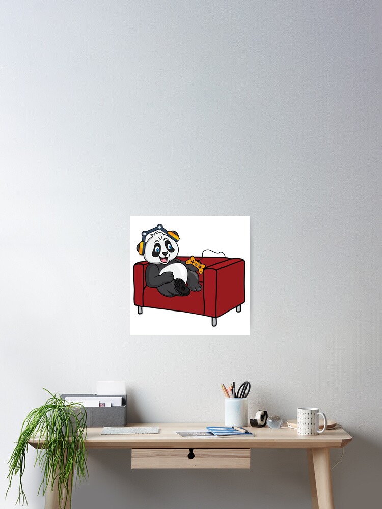 Happy Gaming Panda On Sofa