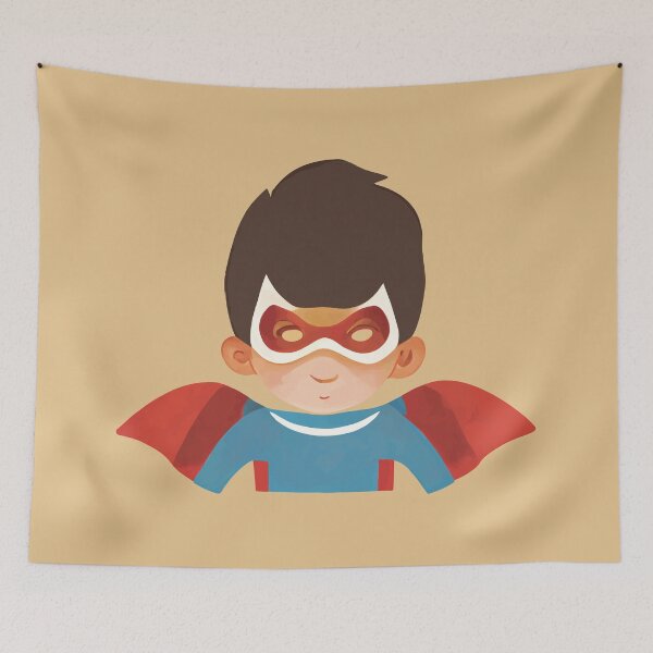 Item preview, Kid superhero with mask and cape designed and sold by MadSwellDesigns.