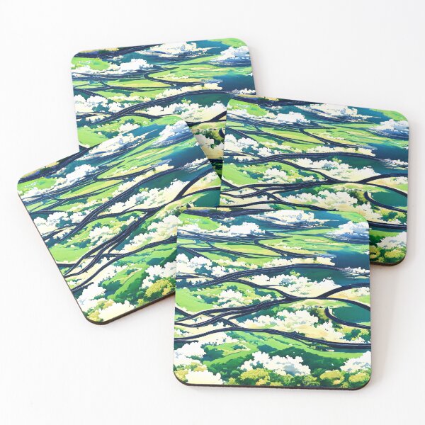 Item preview, Anime green landscape seamless pattern designed and sold by PinterPattern.