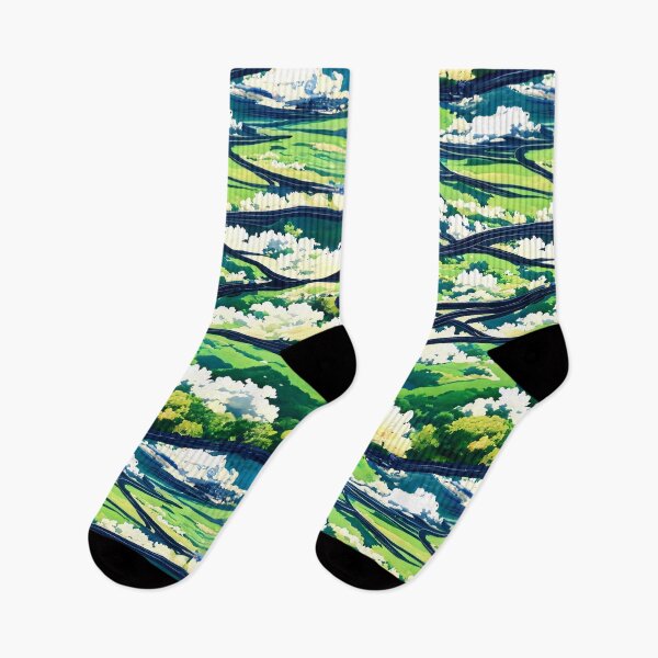 Item preview, Anime green landscape seamless pattern designed and sold by PinterPattern.