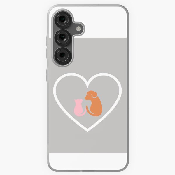 Cat and Dog surrounded by a Heart design. Charming design for dog lovers or cat lovers! Samsung Galaxy Soft Case