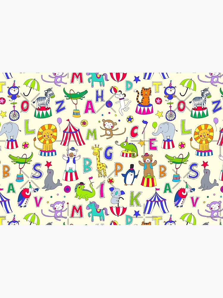 Circus Animal Alphabet - multicoloured on cream - Cute animal pattern by Cecca Designs by Cecca-Designs