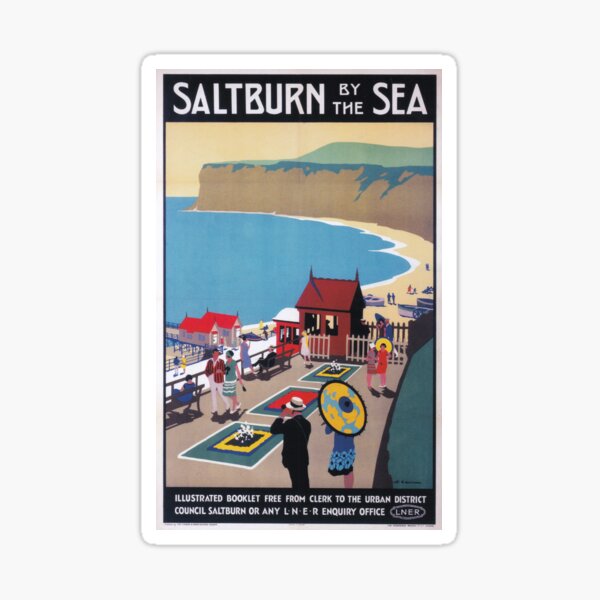 Saltburn, Yorkshire, beach, happy family, poster Zip Pouch by Long Shot -  Pixels