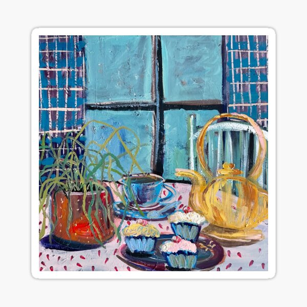 Yellow Tea pot Still Life Sticker