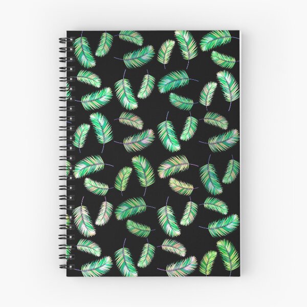 Artikelvorschau, Grüne Palmenblätter auf schwarzer Leinwand, exotisches Grafikdesign entworfen und verkauft von Narkusdesign.