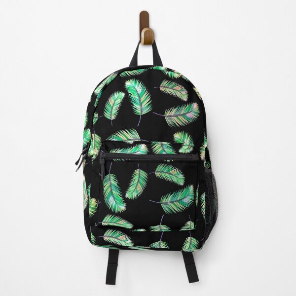 Item preview, Green Palm Tree Leaves On Black Canvas Exotic Graphic Design designed and sold by Narkusdesign.