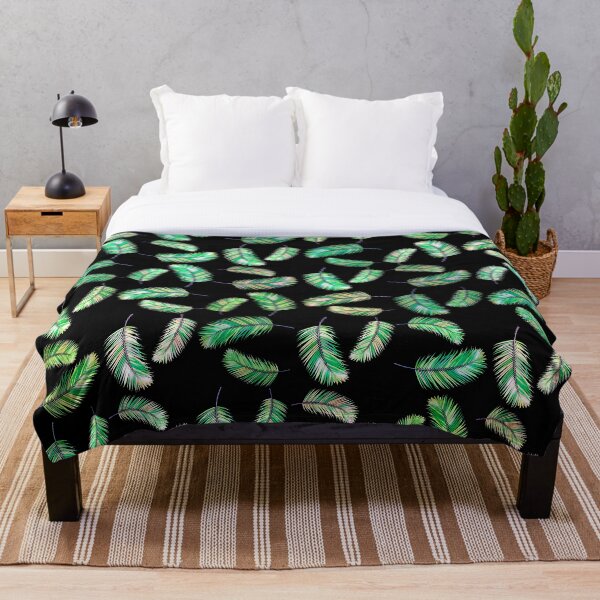 Item preview, Green Palm Tree Leaves On Black Canvas Exotic Graphic Design designed and sold by Narkusdesign.