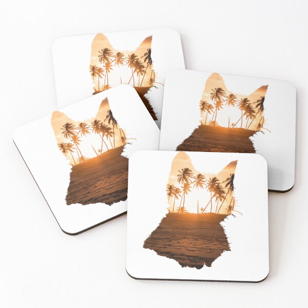 Item preview, Sunset View Coconut Trees Cat designed and sold by kryative.