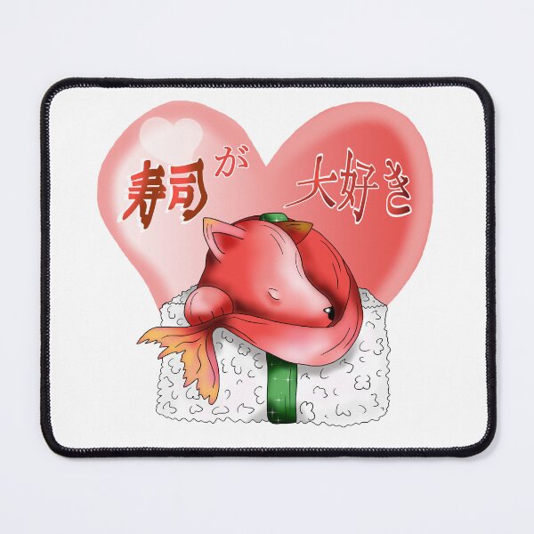 Item preview, I love sushi pink fox dogfish cartoon designed and sold by CuisineCat.