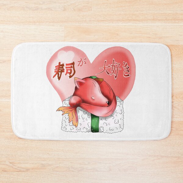 Item preview, I love sushi pink fox dogfish cartoon designed and sold by CuisineCat.