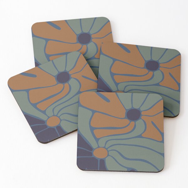 Item preview, retro abstract flowers (orange, green, purple) designed and sold by livinfull.