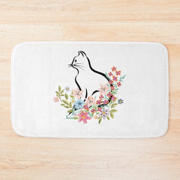 Item preview, cat with flowers designed and sold by shellle in the ocean.