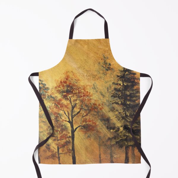 Item preview, nature fall autumn landscape orange trees sunlight fog moody misty forest designed and sold by LEILA ART SPACE.